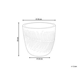 Wyld and Coco UC White Fibre Clay 35cm Round Planter with Leaf Motif - thumbnail 3