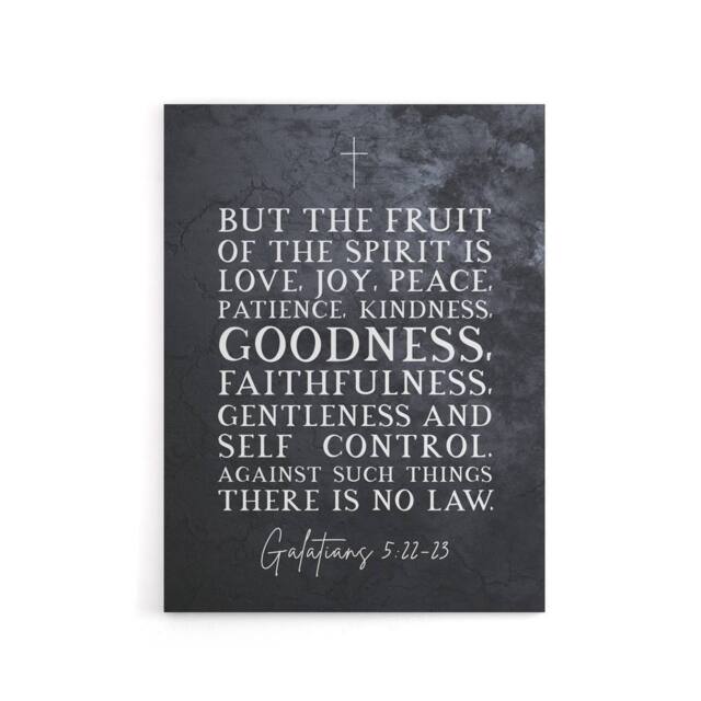 "Artery8 Galatians 5 22 23 The Fruit Of Bible Quote Canvas Wall Art Print in Grey - Size: W18"" x H24""" - image 1