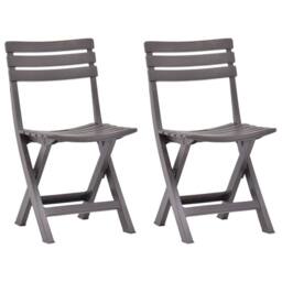 Berkfield Home Folding Garden Chairs 2 pcs Plastic Mocha in Dark Brown - thumbnail 2