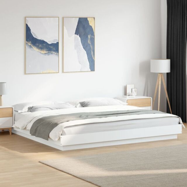 Berkfield Home Bed Frame with LED Lights without Mattress White 180x200cm - Size: Super King - image 1