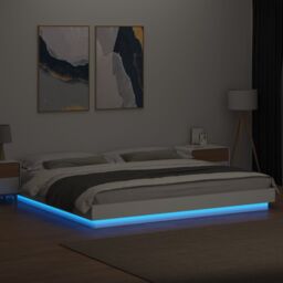 Berkfield Home Bed Frame with LED Lights without Mattress White 180x200cm - Size: Super King - thumbnail 4