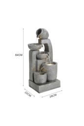 Garden Sanctuary Cascade Feature Outdoor Garden Solar-powered Water Fountain in Grey - thumbnail 6