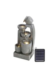 Garden Sanctuary Cascade Feature Outdoor Garden Solar-powered Water Fountain in Grey - thumbnail 5