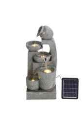 Garden Sanctuary Cascade Feature Outdoor Garden Solar-powered Water Fountain in Grey - thumbnail 3