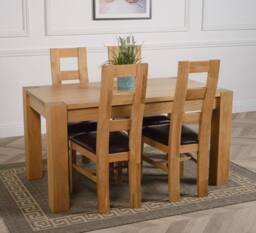 Thats Furniture Kuba 150 x 85 cm Chunky Medium Oak Dining Table & 4 Yale Chairs in Brown - thumbnail 3