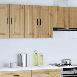 Berkfield Home Kitchen Wall Cabinet Porto Artisan Oak Engineered Wood in Brown - thumbnail 3