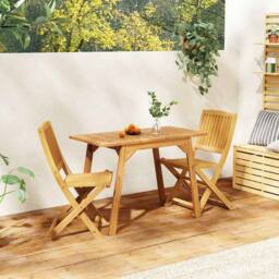 Berkfield Home Beautiful 3 Piece Garden Dining Set Solid Wood Acacia in Brown - thumbnail 2