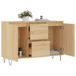 Berkfield Home Sideboard Sonoma Oak 104x35x70 cm Engineered Wood in Tan - Size: 104 x 35 x 70 cm - thumbnail 4