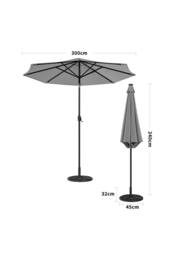 Living and Home Outdoor Solar 24 LED Lights Patio with Crank for Patio Market with Base in Light Grey - thumbnail 6