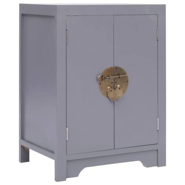 Berkfield Home Bedside Cabinet Grey 38x28x52 cm Paulownia Wood - Size: 38 x 28 x 52 cm - image 1