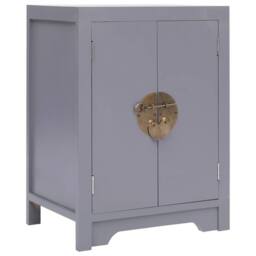 Berkfield Home Bedside Cabinet Grey 38x28x52 cm Paulownia Wood - Size: 38 x 28 x 52 cm - thumbnail 1