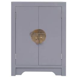 Berkfield Home Bedside Cabinet Grey 38x28x52 cm Paulownia Wood - Size: 38 x 28 x 52 cm - thumbnail 2