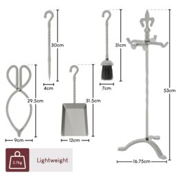 Home Discount Fire Vida 5 Piece Fleur De Lys Companion Set Fireplace Tool Set in Dark Grey - thumbnail 3