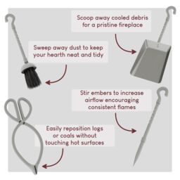 Home Discount Fire Vida 5 Piece Fleur De Lys Companion Set Fireplace Tool Set in Dark Grey - thumbnail 5