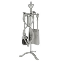 Home Discount Fire Vida 5 Piece Fleur De Lys Companion Set Fireplace Tool Set in Dark Grey - thumbnail 8