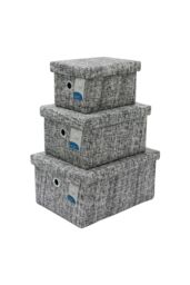 JVL Urban Set of 3 Rectangle Paper Storage Baskets, Medium in Grey - Size: Large - thumbnail 6