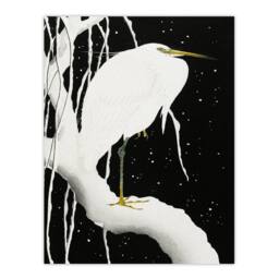 Artery8 Ohara Koson Framed Wall Art Print Heron In Snow Covered Tree Branch in Black - Size: A4 - thumbnail 3