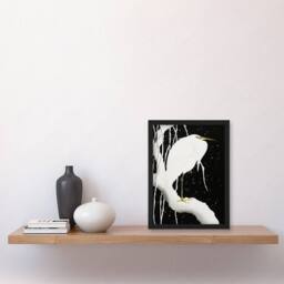 Artery8 Ohara Koson Framed Wall Art Print Heron In Snow Covered Tree Branch in Black - Size: A4 - thumbnail 2