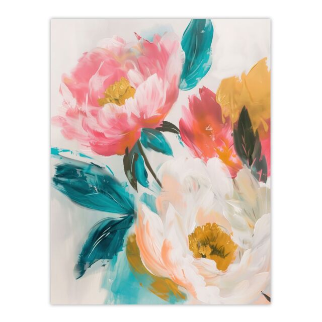 "Artery8 Soft Blushing Peonies Painting Floral Bouquet Wall Art Print in Pink - Size: W18"" x H24""" - image 1