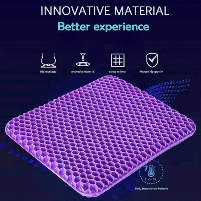 KORVIXA Gel Honeycomb Seat Comfort Cushion in Purple - Size: 120 cm x 90 cm - image 1