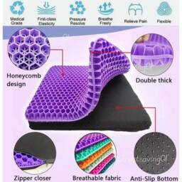 KORVIXA Gel Honeycomb Seat Comfort Cushion in Purple - Size: 120 cm x 90 cm - thumbnail 5