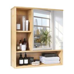 PAWNORA Bamboo Bathroom Mirror Cabinet in Natural