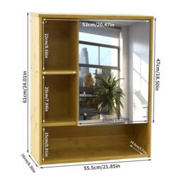 PAWNORA Bamboo Bathroom Mirror Cabinet in Natural - thumbnail 2