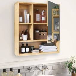 PAWNORA Bamboo Bathroom Mirror Cabinet in Natural - thumbnail 3