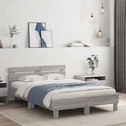 Berkfield Home Bed Frame with LED without Mattress Grey Sonoma 120x190 cm Small Double - thumbnail 1