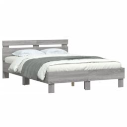 Berkfield Home Bed Frame with LED without Mattress Grey Sonoma 120x190 cm Small Double - thumbnail 3