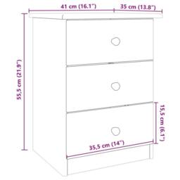 Berkfield Home Bedside Cabinet ALTA White 41x35x55 cm Solid Wood Pine - Size: 41 x 35 x 55 cm - thumbnail 8