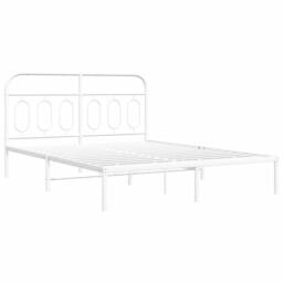 Berkfield Home Metal Bed Frame without Mattress with Headboard White 140x200cm - Size: 140x200 cm - thumbnail 3