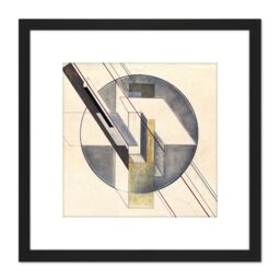 Artery8 Klucis Construction Constructivist Painting 8X8 Inch Square Wooden Framed Wall Art Print Picture with Mount in Black - thumbnail 1