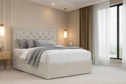 "Chester & Oakley Valencia Plush Divan Bed Base 4 Drawers - 26"" Headboard in Cream - Size: Small Double" - thumbnail 3