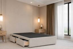 "Chester & Oakley Valencia Plush Divan Bed Base 4 Drawers - 26"" Headboard in Cream - Size: Small Double" - thumbnail 4