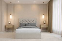 "Chester & Oakley Valencia Plush Divan Bed Base 4 Drawers - 26"" Headboard in Cream - Size: Small Double" - thumbnail 2