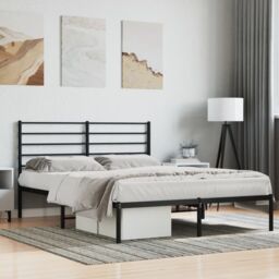 Berkfield Home Metal Bed Frame with Headboard Black 160x200 cm - thumbnail 3