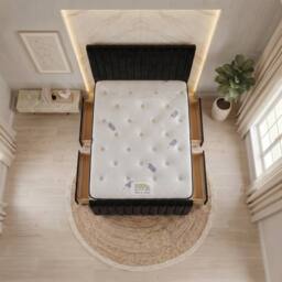 "Somnior Eleanor Velvet Divan Bed Mattress 4 Draw 54"" Headboard 22"" Footboard in Black - Size: Super King" - thumbnail 2