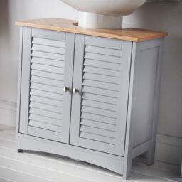 CARME HOME Atlanta 3 Piece Set Bathroom Furniture Sink Storage Cabinet with Mirror in Grey - thumbnail 2