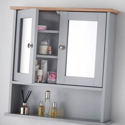 CARME HOME Atlanta 3 Piece Set Bathroom Furniture Sink Storage Cabinet with Mirror in Grey - thumbnail 4