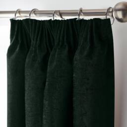 Luxury Living Chenille Blackout Pencil Pleat Top Curtains in Green - Size: 229 cm width x 183 cm drop - thumbnail 2