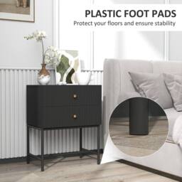 Wyld Haus Nafico Black & Gold Ribbed 2 Drawer Bedside Table - thumbnail 6