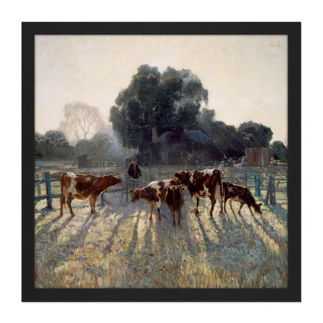 "Artery8 Wall Art Print Elioth Gruner Spring Frost Square Framed Picture 16X16 Inch in Black - Size: W16"" x H16""" - image 1