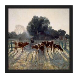 "Artery8 Wall Art Print Elioth Gruner Spring Frost Square Framed Picture 16X16 Inch in Black - Size: W16"" x H16""" - thumbnail 1