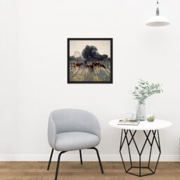 "Artery8 Wall Art Print Elioth Gruner Spring Frost Square Framed Picture 16X16 Inch in Black - Size: W16"" x H16""" - thumbnail 2