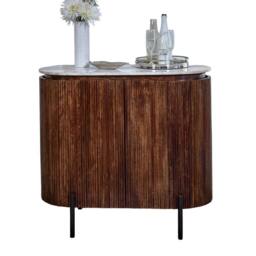 Wyld Haus Alabama Ribbed Mango Wood Sideboard Drinks Cabinet Marble Top in Brown - thumbnail 2