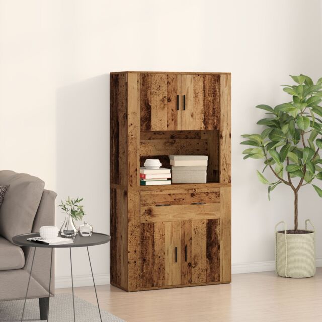 Berkfield Home Highboard Old Wood 80x33x150 cm Engineered Wood in Brown - Size: 80 x 33 x 150 cm - image 1