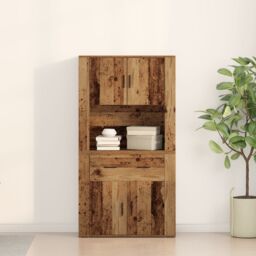Berkfield Home Highboard Old Wood 80x33x150 cm Engineered Wood in Brown - Size: 80 x 33 x 150 cm - thumbnail 4
