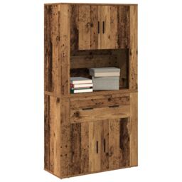 Berkfield Home Highboard Old Wood 80x33x150 cm Engineered Wood in Brown - Size: 80 x 33 x 150 cm - thumbnail 3