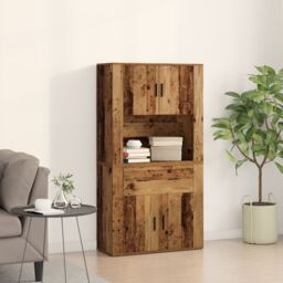 Berkfield Home Highboard Old Wood 80x33x150 cm Engineered Wood in Brown - Size: 80 x 33 x 150 cm - thumbnail 1